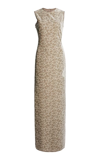 Christopher Esber Christopher Esber Embroidered Velvet Cutaway Tank Maxi Dress