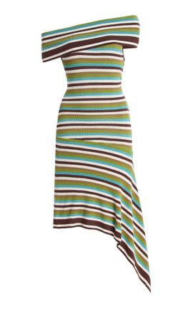Christopher Esber Christopher Esber ExtensionDrape Striped CottonBlend Knit Mini Dress