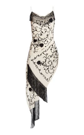 Christopher Esber Christopher Esber Isla Embroidered Sarong Draped Midi Dress