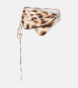 Christopher Esber Christopher Esber Orbit ruched animal-print bikini bottoms