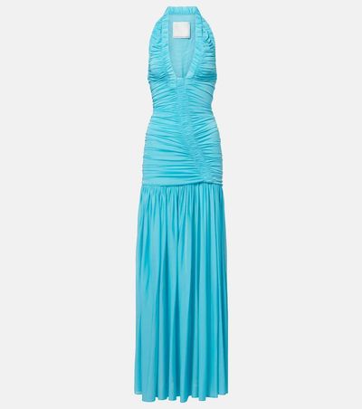 stephen burrows jersey dress Late 1970s Stephen Burrows Hand Beaded Asymmetrical Hem Jersey Dress –  Shrimpton Couture main image 1