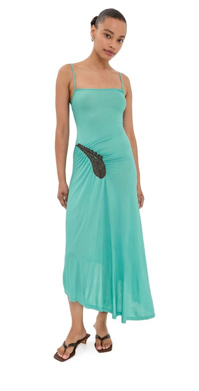 Christopher Esber Christopher Esber Paisley Lace Rib Cami Dress Mineral Turquoise/Husk Brown