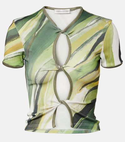 Christopher Esber Christopher Esber Printed ribbed-knit jersey top
