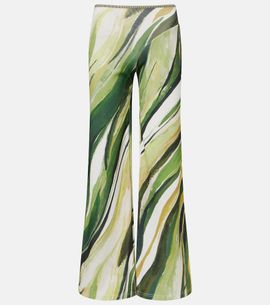 Christopher Esber Christopher Esber Printed ribbed-knit jersey wide-leg pants