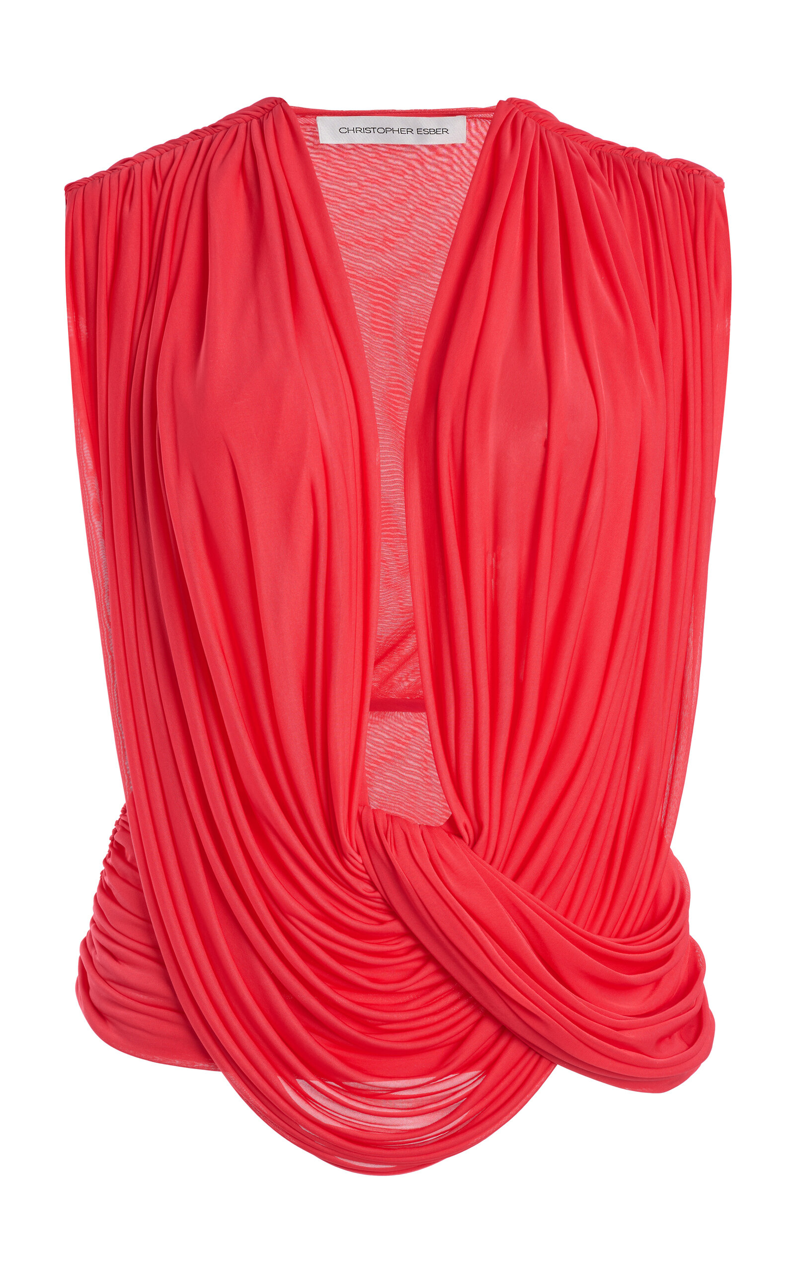 Christopher Esber Christopher Esber Ripple Drape Jersey Top Red AU 8