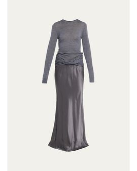 Christopher Esber Mixed-Media Meril Knit Monument Maxi Dress