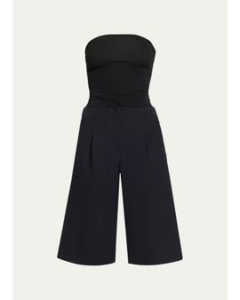 Christopher Esber Redux Strapless Jersey & Wool Bermuda Jumpsuit