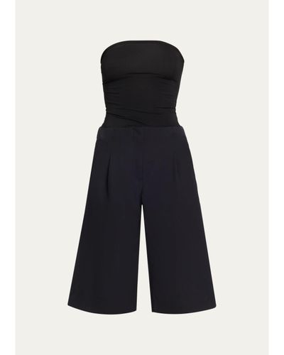 Christopher Esber Redux Strapless Jersey & Wool Bermuda Jumpsuit
