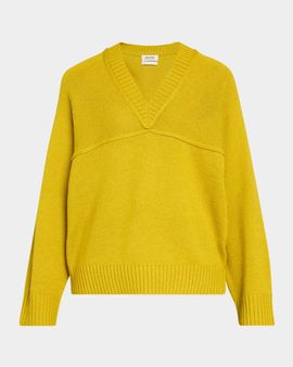 CHRISTOPHER JOHN ROGERS Alpaca-Blend Yoke Oversized V-Neck Sweater