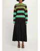 CHRISTOPHER JOHN ROGERS Big Striped Wool-Silk Long-Sleee Polo Sweater - 2