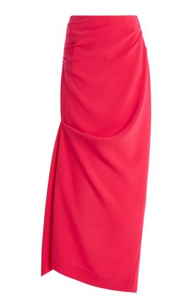 Christopher John Rogers Christopher John Rogers Aysmmetric Knit Maxi Skirt Pink