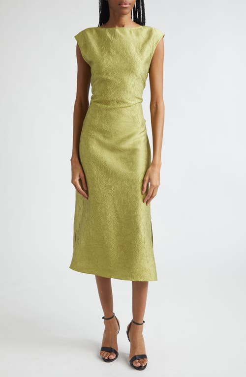 Christopher John Rogers Christopher John Rogers Bow Crinkled Silk Midi Dress