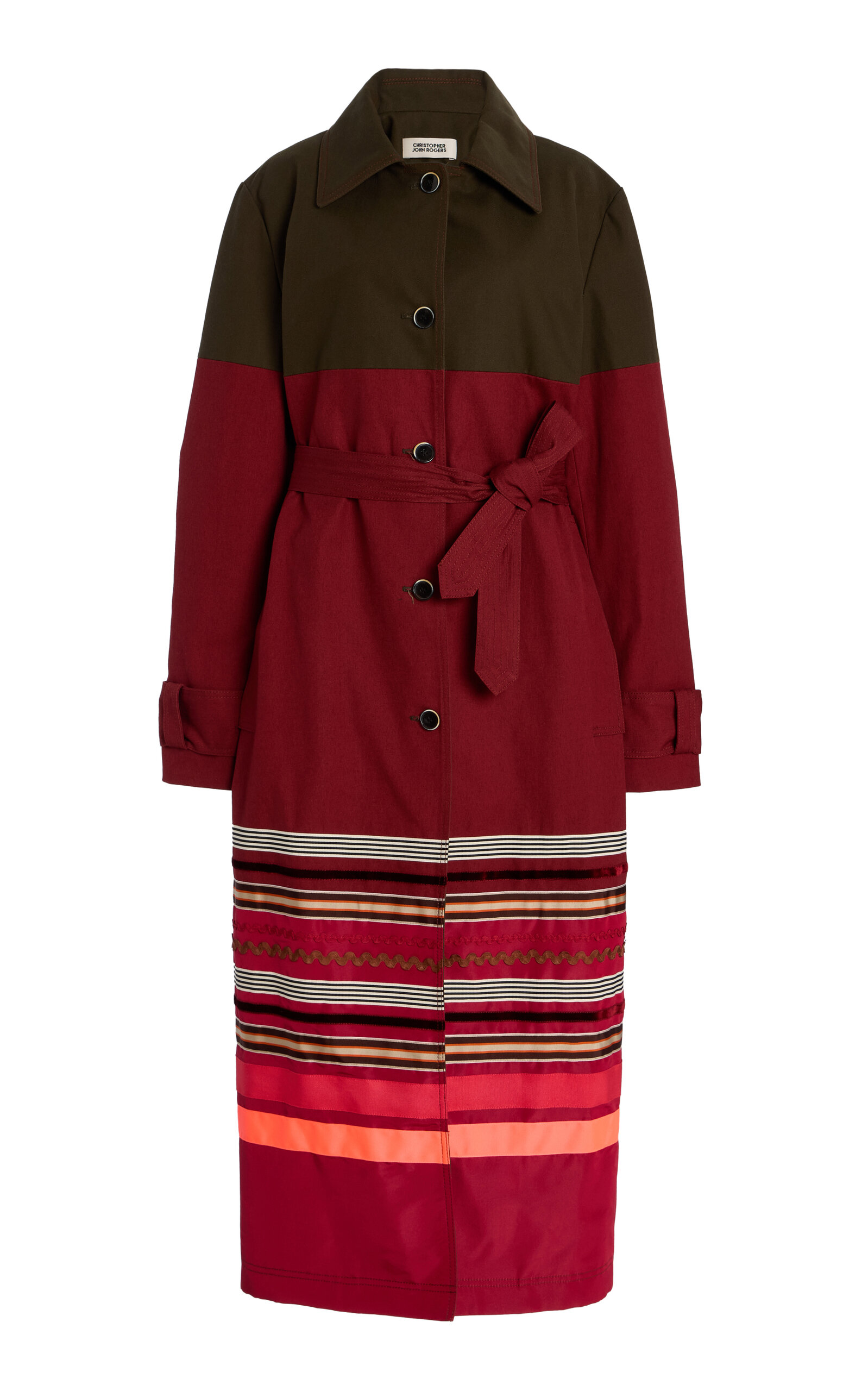 Christopher John Rogers Christopher John Rogers Colorblocked Embroidered CottonSilk Coat Multi XS/S