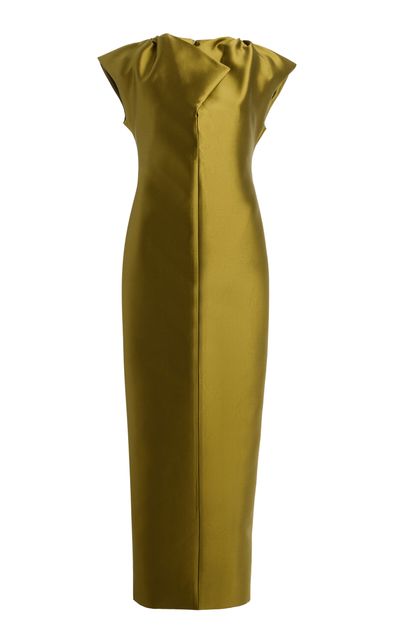 Christopher John Rogers Christopher John Rogers Exclusive Peel SilkWool Maxi Sheath Dress Green