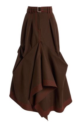 Christopher John Rogers Christopher John Rogers Gathered Crepe Maxi Skirt Brown