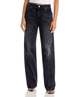 Christopher John Rogers Christopher John Rogers Halftone Wiggle Dot Straight Leg Jeans in Black