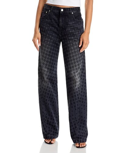 Christopher John Rogers Christopher John Rogers Halftone Wiggle Dot Straight Leg Jeans in Black