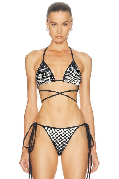 Christopher John Rogers Christopher John Rogers Haltone Wiggle Dot String Bikini Top