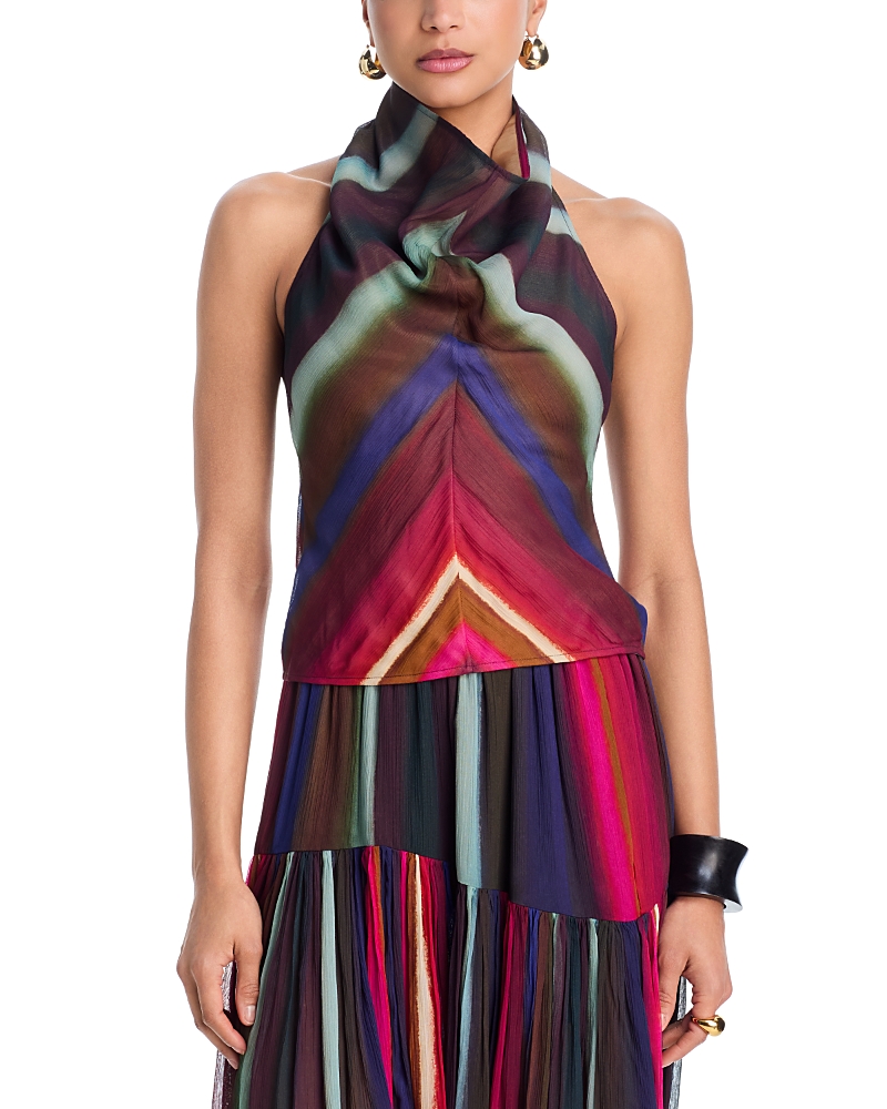 Christopher John Rogers Christopher John Rogers Louie Stripe Cowl Neck Halter Top