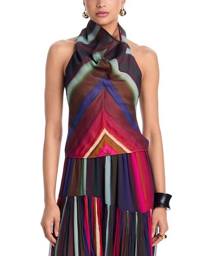 Christopher John Rogers Christopher John Rogers Louie Stripe Cowl Neck Halter Top
