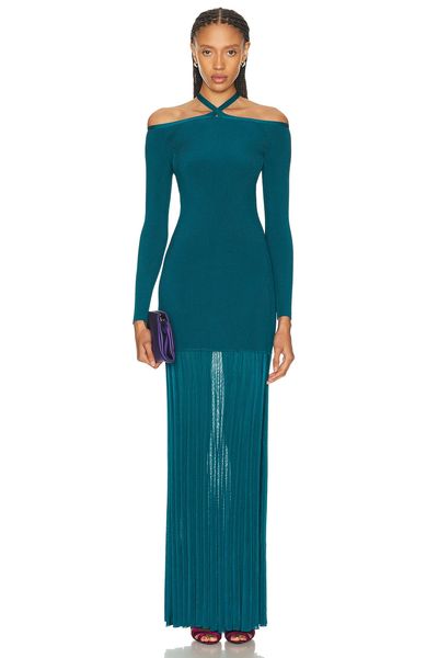 Christopher John Rogers Christopher John Rogers Off-The-Shoulder Long Sleeve Knit Gown