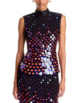 Christopher John Rogers Christopher John Rogers Silk Embellished Mock Neck Top