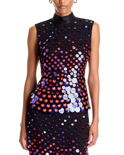 Christopher John Rogers Christopher John Rogers Silk Embellished Mock Neck Top