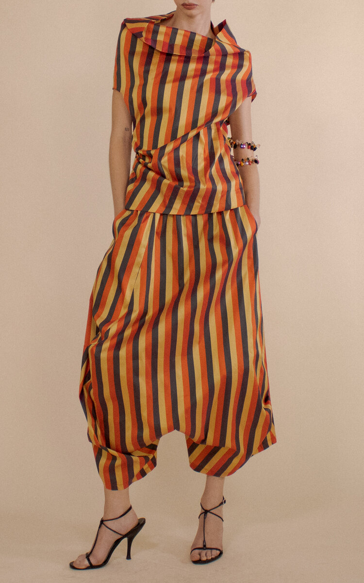 Christopher John Rogers Christopher John Rogers Striped Chrysalis Silk Top