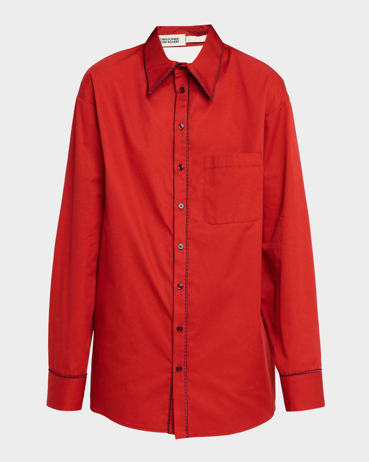 CHRISTOPHER JOHN ROGERS Convertible Jumbo Cotton Twill Shirt