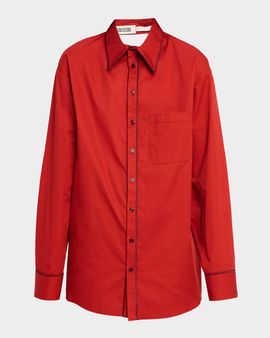 CHRISTOPHER JOHN ROGERS Convertible Jumbo Cotton Twill Shirt