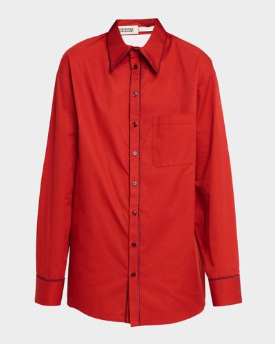 CHRISTOPHER JOHN ROGERS Convertible Jumbo Cotton Twill Shirt