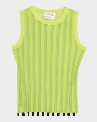 CHRISTOPHER JOHN ROGERS Pleated Knit Shell Top
