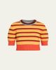 CHRISTOPHER JOHN ROGERS Striped Short-Sleeve Crop Sweater - 1