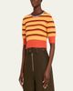 CHRISTOPHER JOHN ROGERS Striped Short-Sleeve Crop Sweater - 2