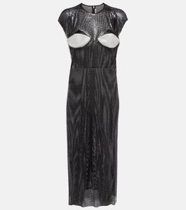 christopher kane bombshell cut-out midi dress Christopher Kane The Bombshell Cutout Crystal-embellished Stretch-jersey And Satin Midi Dress in Green