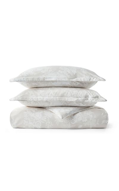 Christy Christy Beatrice Percale Queen Duvet Cover Set Neutral