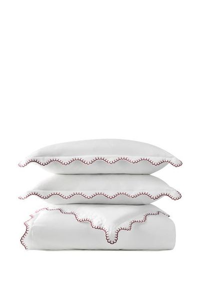 CHRISTY CHRISTY Lucerne Scallop Luxury Cotton Sateen Embroidered Duvet Cover Sets