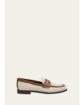Church's Heswall 2 Leather-Trimmed Canvas Penny Loafers