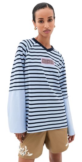 Ciao Ciao Vacation Ciao Ciao Vacation Double Trouble Long Sleeve Tee Blue Stripe