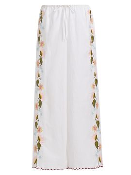 Ciao Lucia Women's Ermmano Embroidered Cotton-Linen Drawstring Pants