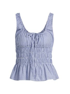 Ciao Lucia Women's Gigi Smocked Striped Cotton Sleeveless Top