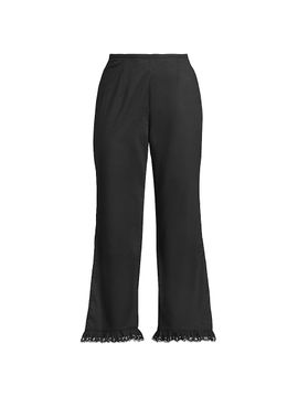 Ciao Lucia Women's Kaja Cotton Voile Embroidered-Hem Crop Pants