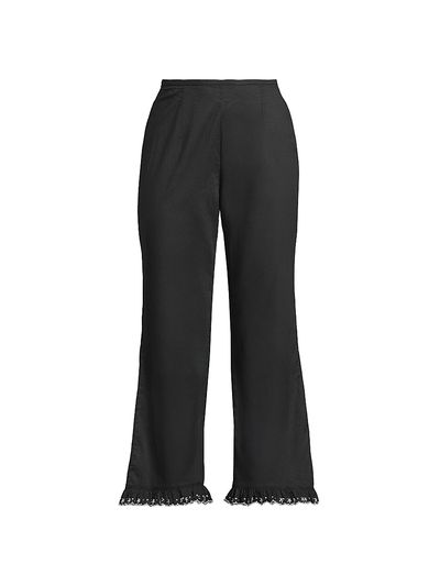 Ciao Lucia Women's Kaja Cotton Voile Embroidered-Hem Crop Pants