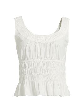 Ciao Lucia Women's Louisa Cotton Poplin Shirred Top