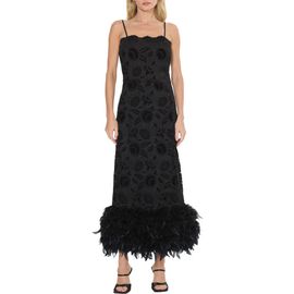 CIEBON CIEBON Aurora Lace Sheath Dress with Feather Hem