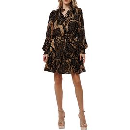 CIEBON CIEBON Caren Metallic Abstract Print Long Sleeve Dress