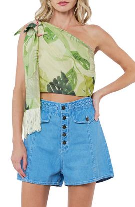 CIEBON CIEBON Elsy Floral Print Asymmetric Crop Top