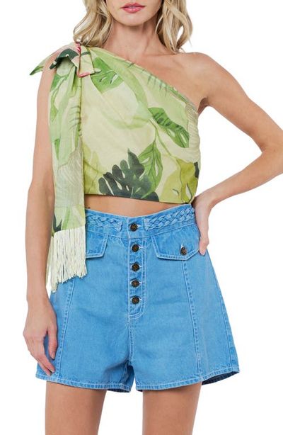 CIEBON CIEBON Elsy Floral Print Asymmetric Crop Top