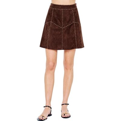 CIEBON CIEBON Eris Whipstitched Faux Suede Miniskirt