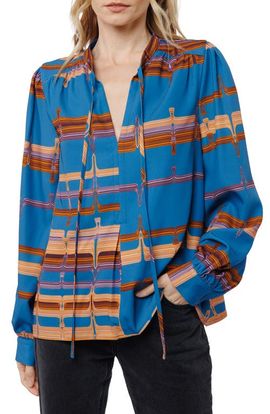 CIEBON CIEBON Gina Mod Print Split Neck Top